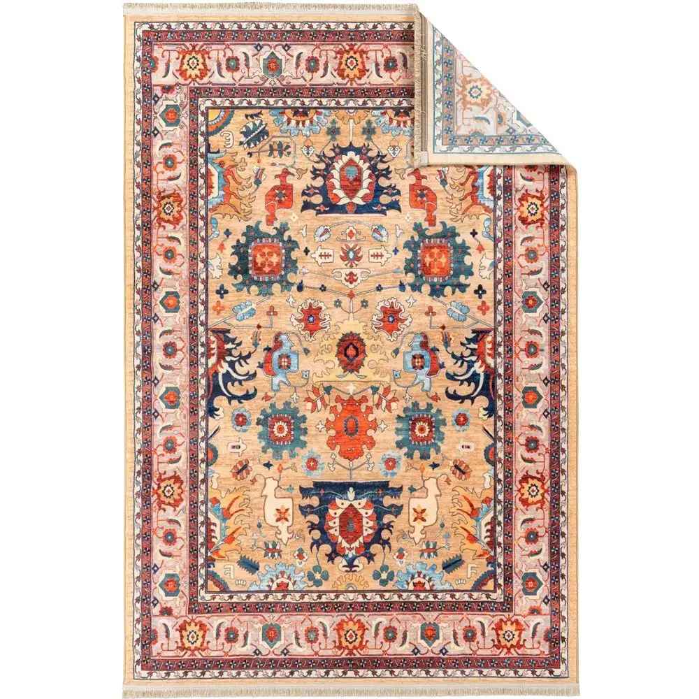 فرش ماشینی سنتی طرح 25cs0260 طلایی 1000 شانه